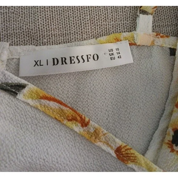 Floral Faux Wrap Spaghetti Strap Dress Women's XL Lightweight Tropical Beachy - Picture 9 of 10